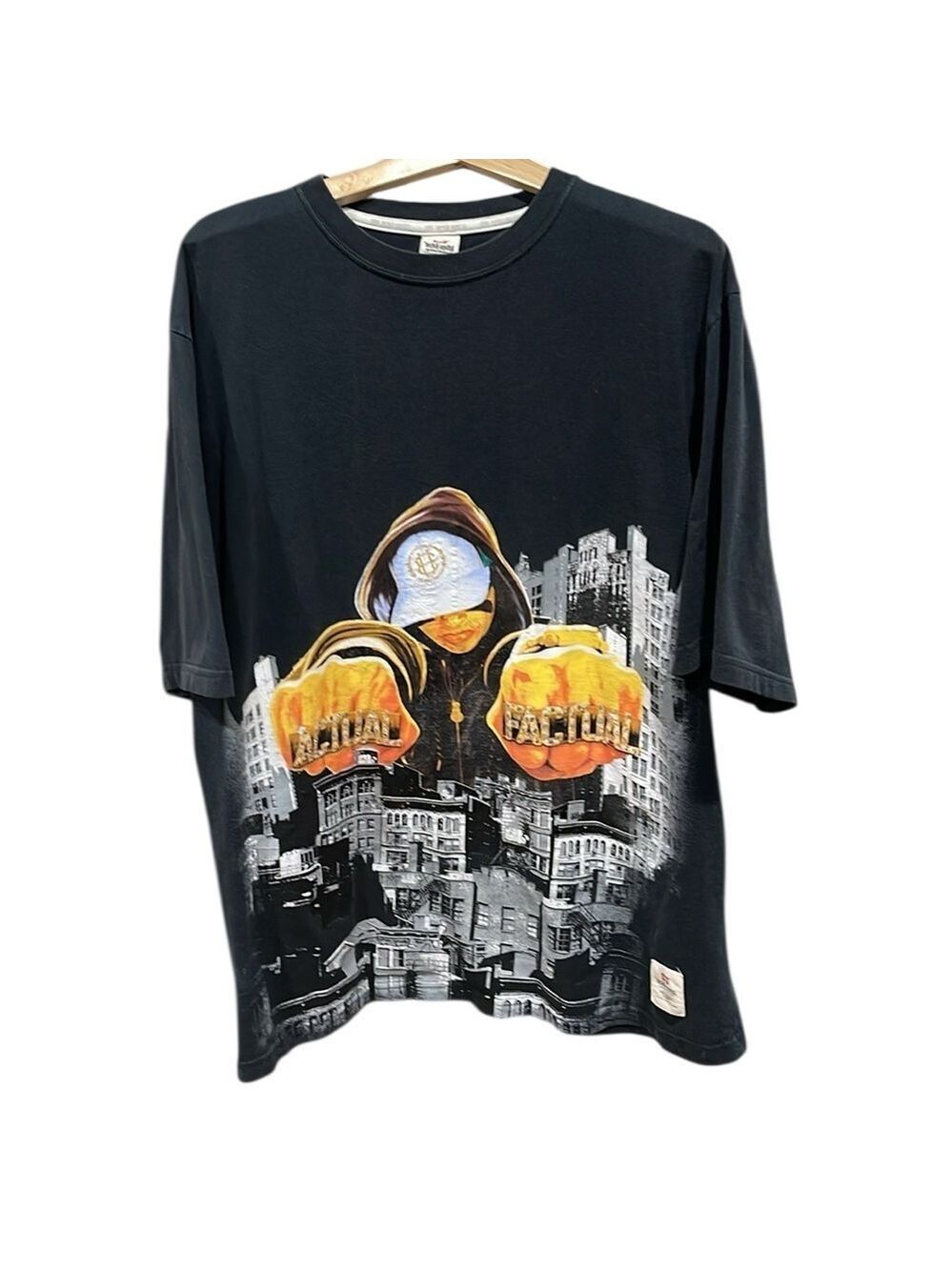 Vintage‎ 90’s Ecko Unltd Gangsta Graphic Actual Factual Rhinestone SZ XL Bkack